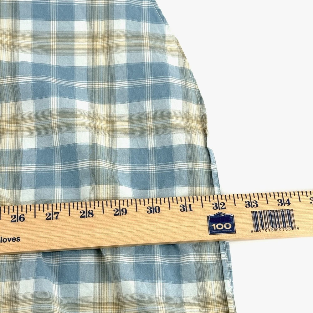 Nautica Men's 80s 2 ply cotton plaid button shirt long sleeve XXL Blue/White/Tan - Picture 6 of 8